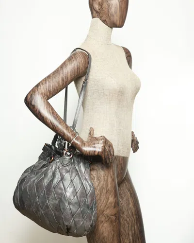 Miu Miu Braided Hobo Bag In Gray