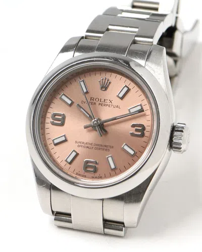 Rolex Lady-oyster Perpetual 26mm 2008 Watch In Metallic