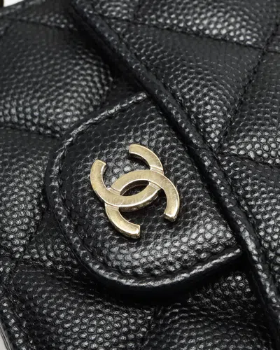 Pre-owned Chanel Caviar Mini Wallet On Chain Bag In Black