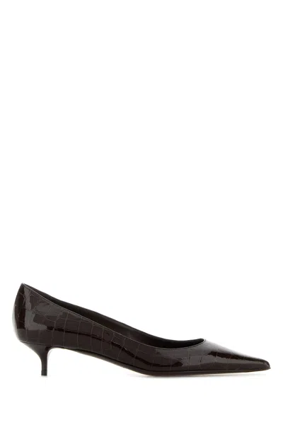 Jimmy Choo Amelia 35 Croc-effect Leather Pumps In Brown
