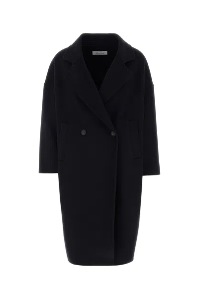 Aftercoat Midnight Blue Wool Blend Coat In Black