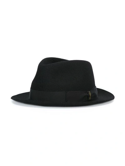 Borsalino Beaver Felt Medium Brim Hat In Black