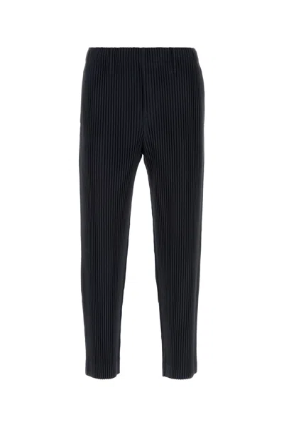 Issey Miyake Textured Cropped Trousers In Polyester In Black