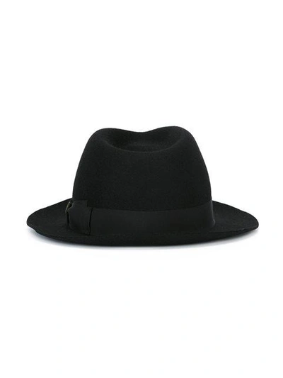 Borsalino Beaver Felt Medium Brim Hat In Black