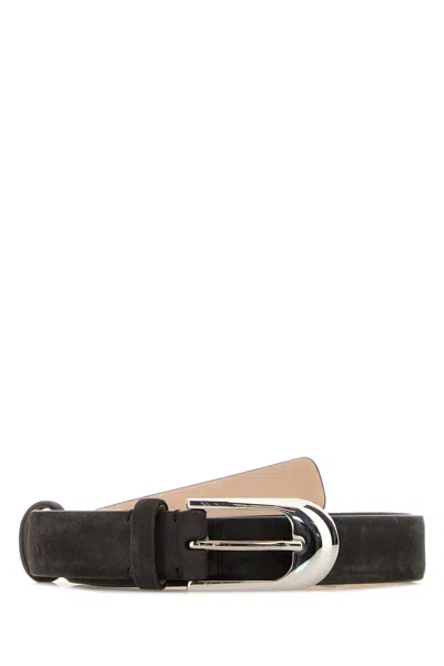 Khaite Dark Brown Suede Belt In Black