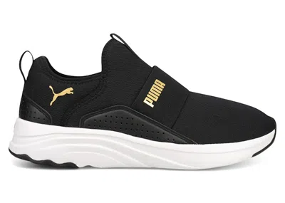 Pre-owned Puma Softride Sophia Slipon (women's) Sneakers In Black/team Gold In Multi