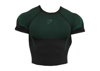 Pre-owned Gymshark Men's  Onyx 5.0 Seamless T-shirt In Black/lift Green