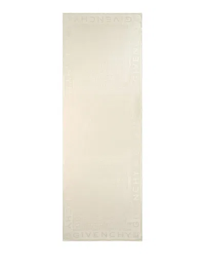 Pre-owned Givenchy Women's  4g Monogram Oblong Silk Scarf In Ivory In White