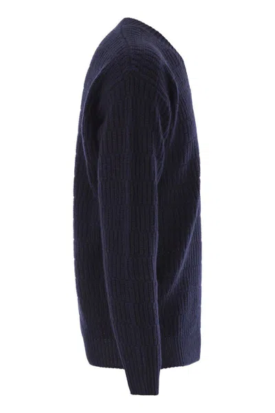 Pt Torino Wool Sweater With V-neck In Blue