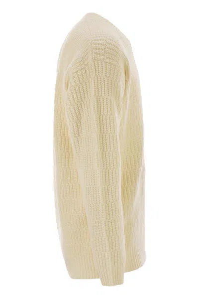 Pt Torino Wool Sweater With V-neck In White