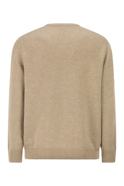Mc2 Saint Barth Heron - Crew Neck Sweater With Embroidery On The Front In Nude