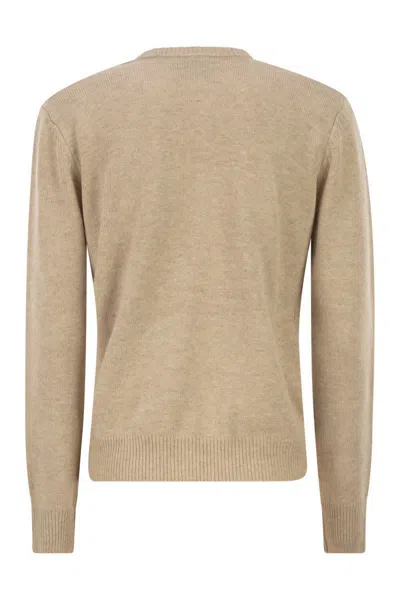 Mc2 Saint Barth New Queen Embroidered Crew-neck Sweater In Nude