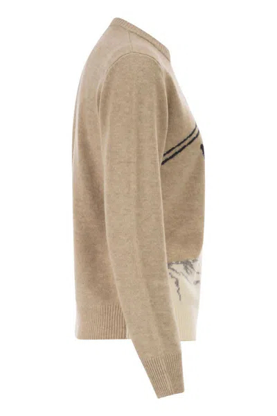 Mc2 Saint Barth New Queen Embroidered Crew-neck Sweater In Nude