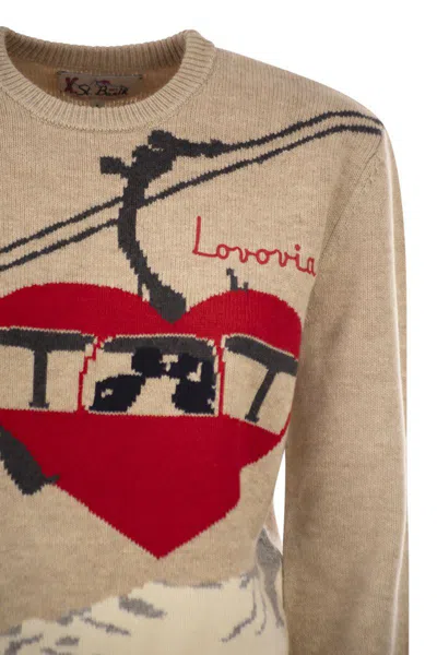 Mc2 Saint Barth New Queen Embroidered Crew-neck Sweater In Nude