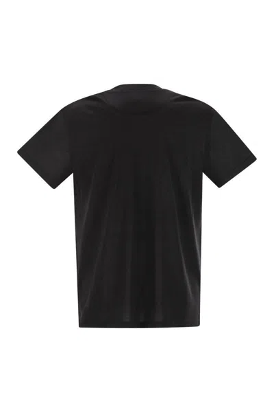 Pt Torino Round-neck Stretch T-shirt In Black