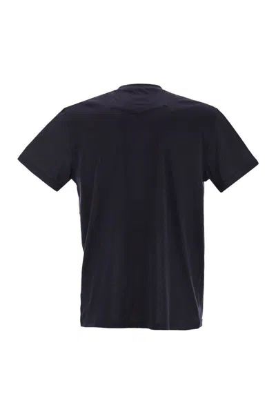 Pt Torino Round-neck Stretch T-shirt In Blue
