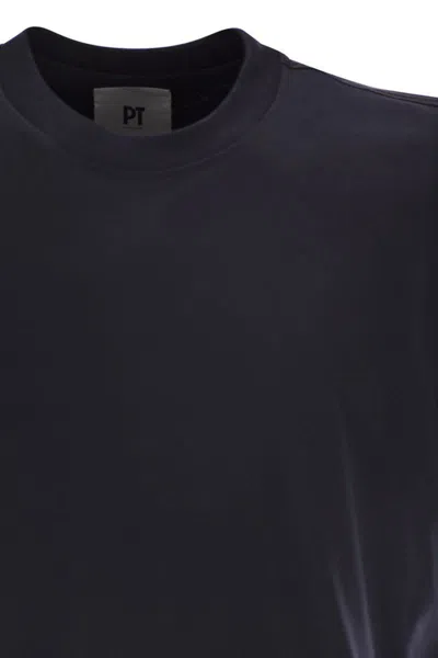 Pt Torino Round-neck Stretch T-shirt In Blue
