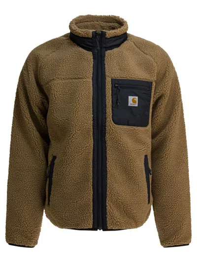 Carhartt Fleece Jacket With High Collar And Pocket In Brown