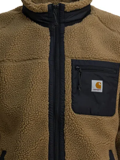 Carhartt Fleece Jacket With High Collar And Pocket In Brown