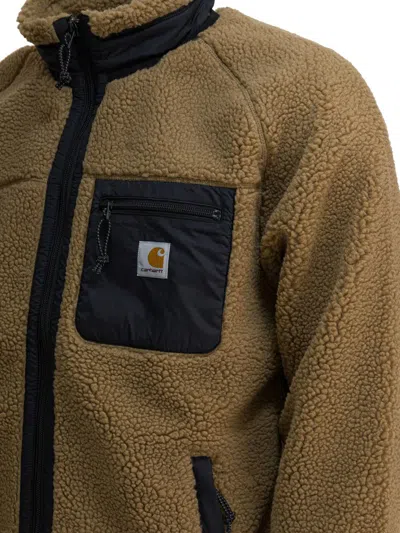Carhartt Fleece Jacket With High Collar And Pocket In Brown