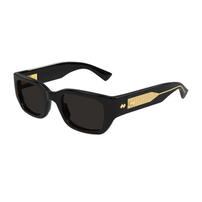 Bottega Veneta Bv1400s Linea Intrecciato 001 Black Grey Sunglasses In Black