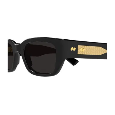 Bottega Veneta Bv1400s Linea Intrecciato 001 Black Grey Sunglasses In Black