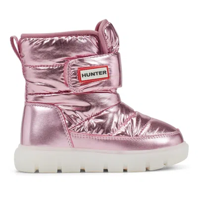 Hunter Little Kids Comfy Waterproof Booties 12c Rose Metal In Pink