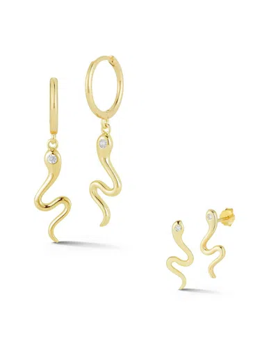 Glaze Jewelry 14k Over Silver Cz Snake Earrings In Gold