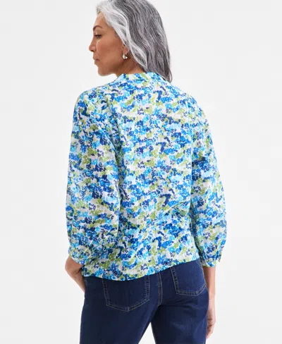 Style & Co Women's Printed Cotton Button-front Blouse, Exclusively At Macy's In Multi
