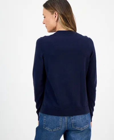 Style & Co Petite Crewneck Cardigan, Macy's Exclusive In Blue