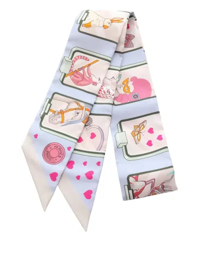 Pre-owned Hermes 2020s Story Ribbon Scarf In Blue