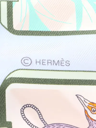Pre-owned Hermes 2020s Story Ribbon Scarf In Blue