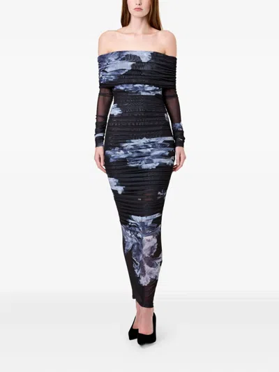 Nicholas Oaklyn Long-sleeve Floral Maxi Dress In Blue