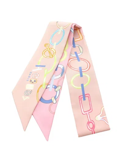 Pre-owned Hermes 2020 Do Re Boucles Ribbon Scarf In Pink