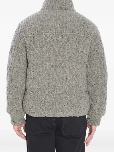 Moncler Grenoble Short Ellesmere Down Jacket In Wool Tweed In Gray