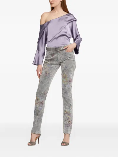 Ralph Lauren One-shoulder Bell-sleeve Top In Purple