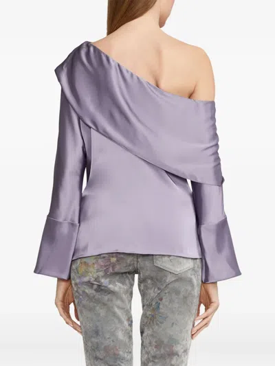 Ralph Lauren One-shoulder Bell-sleeve Top In Purple