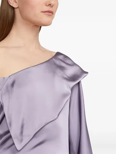 Ralph Lauren One-shoulder Bell-sleeve Top In Purple