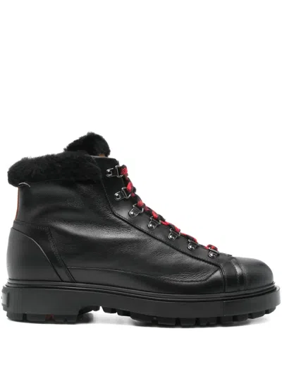 Santoni Round Toe Chelsea Boots In Black