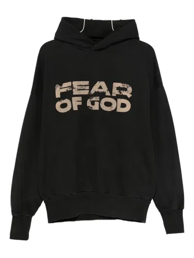 Fear Of God Hooded Knitwear With Ribbed Cuffs And Hem In Black