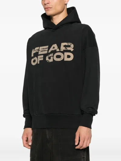 Fear Of God Hooded Knitwear With Ribbed Cuffs And Hem In Black