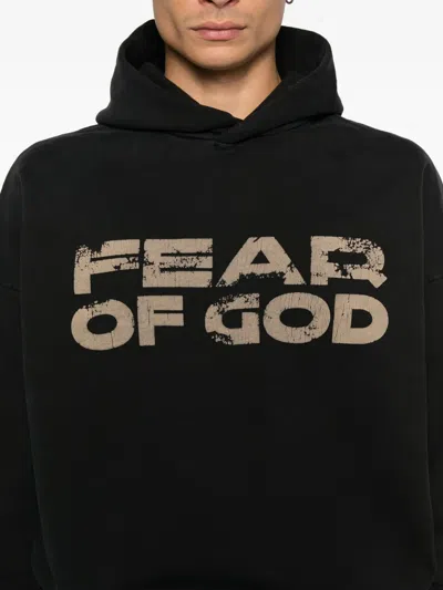 Fear Of God Hooded Knitwear With Ribbed Cuffs And Hem In Black