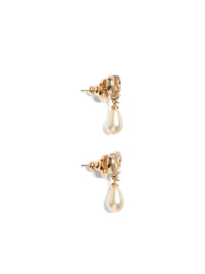 Valentino Swarovski Crystal-embellished Ovalette Logo Earrings In Gold