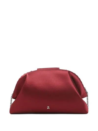Amina Muaddi Wine Red Satin Camelia Bag In Red