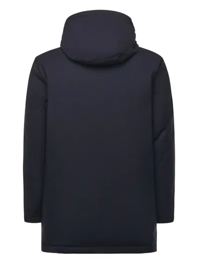 Fay Buttoned Hooded Jacket In Blue