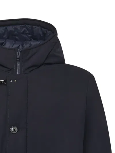 Fay Buttoned Hooded Jacket In Blue