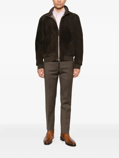 Incotex Stretch-wool Trousers In Brown