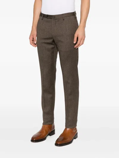 Incotex Stretch-wool Trousers In Brown