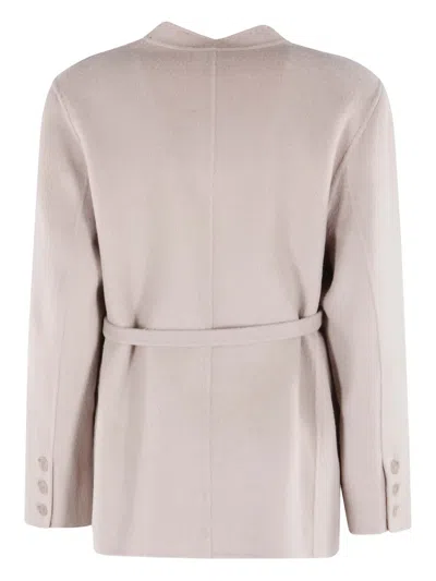 Isabelle Blanche Belted Collarless Jacket In White