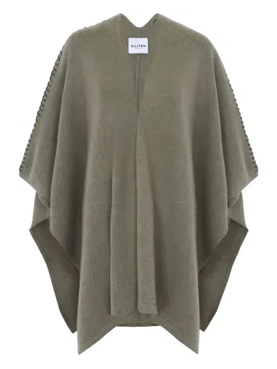 Kujten V-neck Embellished Cape In Green